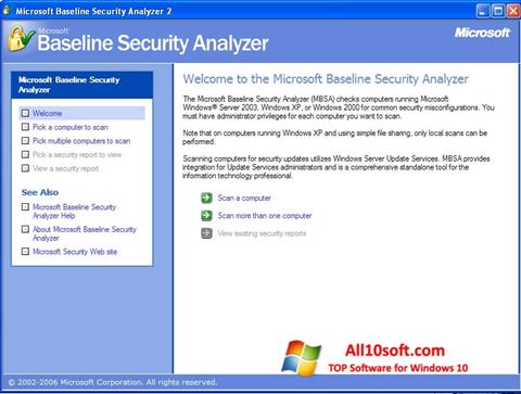 Capture d'écran Microsoft Baseline Security Analyzer pour Windows 10