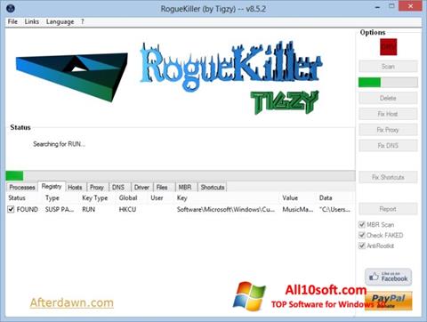 Capture d'écran RogueKiller pour Windows 10