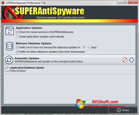 Capture d'écran SUPERAntiSpyware pour Windows 10