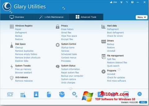 Capture d'écran Glary Utilities Pro pour Windows 10