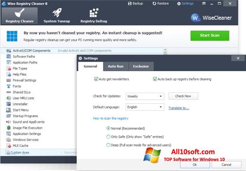 Capture d'écran Wise Registry Cleaner pour Windows 10