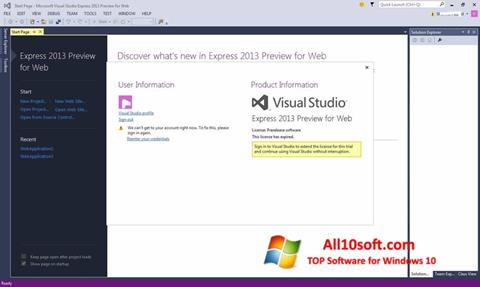 Capture d'écran Microsoft Visual Studio pour Windows 10