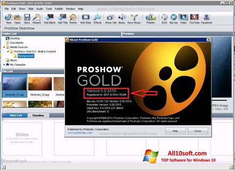 Capture d'écran ProShow Gold pour Windows 10