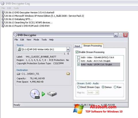 Capture d'écran DVD Decrypter pour Windows 10