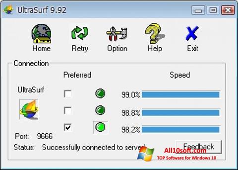 Capture d'écran UltraSurf pour Windows 10