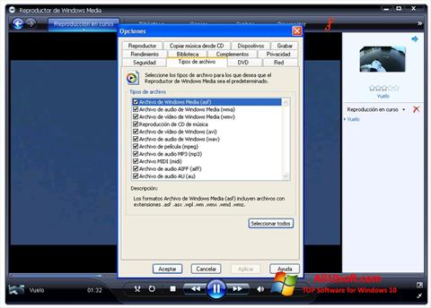 Capture d'écran Windows Media Player pour Windows 10