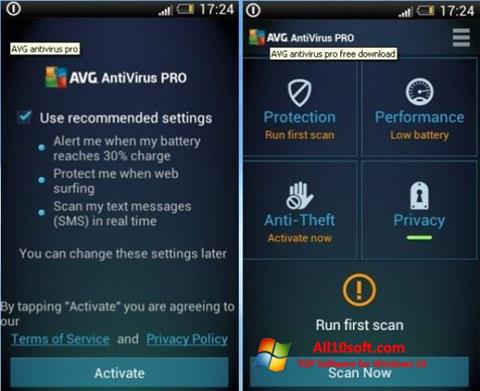 Capture d'écran AVG AntiVirus Pro pour Windows 10