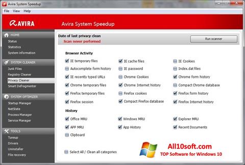Capture d'écran Avira System Speedup pour Windows 10