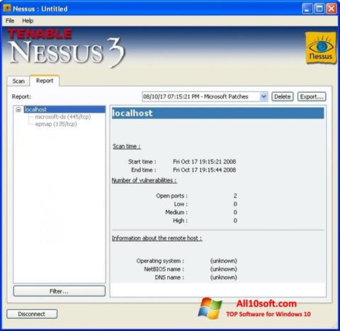 Capture d'écran Nessus pour Windows 10