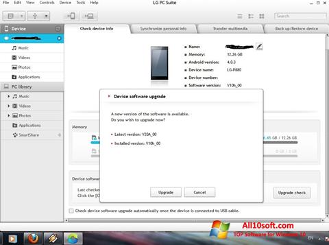 Capture d'écran LG PC Suite pour Windows 10