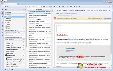 Capture d'écran Opera Mail pour Windows 10