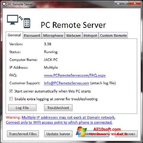 Capture d'écran PC Remote Server pour Windows 10
