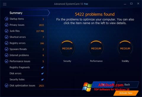 Capture d'écran Advanced SystemCare Free pour Windows 10