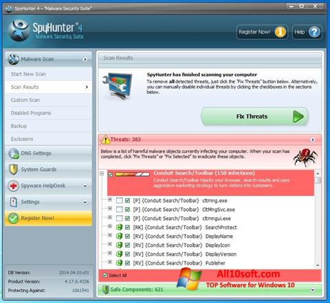 Capture d'écran SpyHunter pour Windows 10
