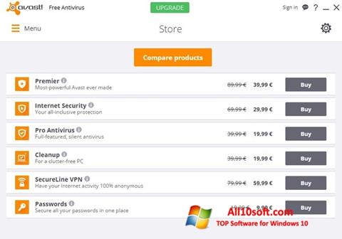 Capture d'écran Avast Free Antivirus pour Windows 10