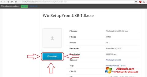 Capture d'écran WinSetupFromUSB pour Windows 10