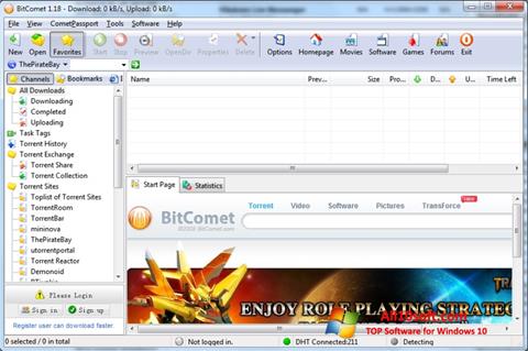 Capture d'écran BitComet pour Windows 10