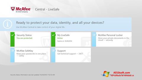 Capture d'écran McAfee LiveSafe pour Windows 10