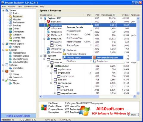 Capture d'écran System Explorer pour Windows 10