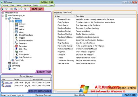 Capture d'écran InterBase pour Windows 10