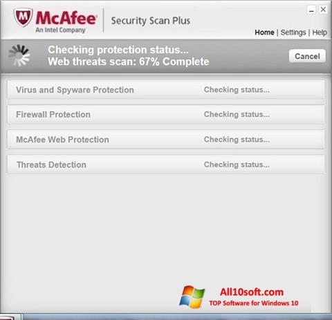 Capture d'écran McAfee Security Scan Plus pour Windows 10