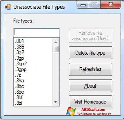 Capture d'écran Unassociate File Types pour Windows 10