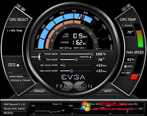 Capture d'écran EVGA Precision X pour Windows 10