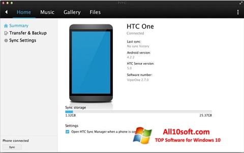 Capture d'écran HTC Sync pour Windows 10