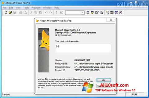 Capture d'écran Microsoft Visual FoxPro pour Windows 10