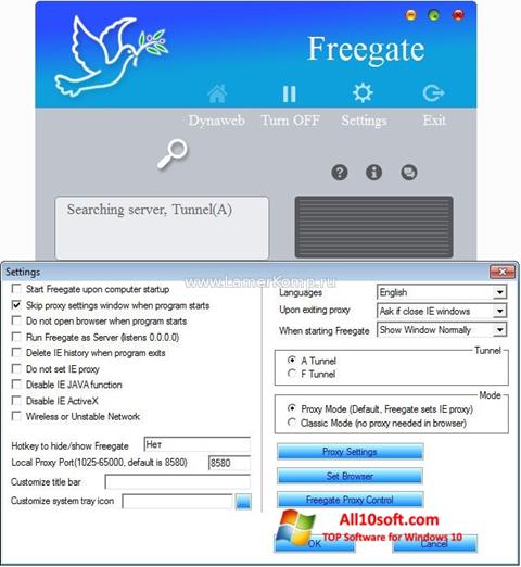 Capture d'écran Freegate pour Windows 10