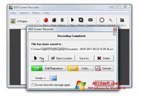 Capture d'écran BSR Screen Recorder pour Windows 10