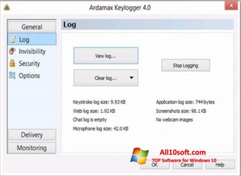 Capture d'écran Ardamax Keylogger pour Windows 10