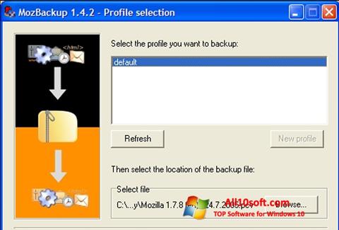 Capture d'écran MozBackup pour Windows 10