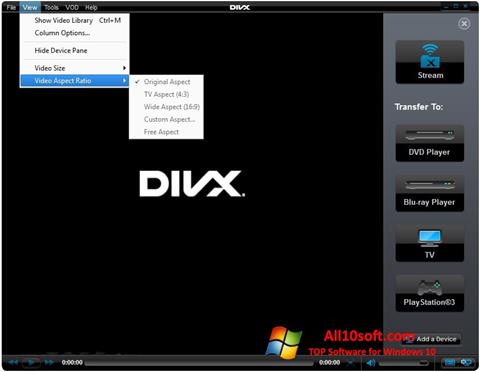 Capture d'écran DivX Player pour Windows 10