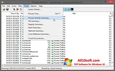 Capture d'écran Process Monitor pour Windows 10