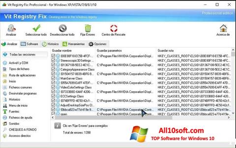 Capture d'écran Vit Registry Fix pour Windows 10