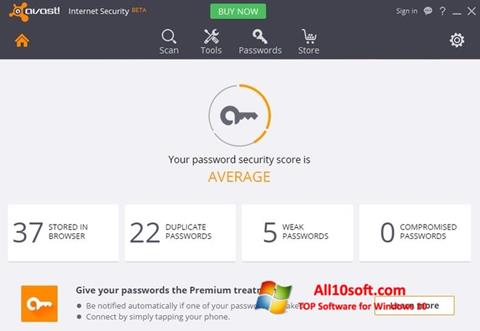 Capture d'écran Avast Internet Security pour Windows 10