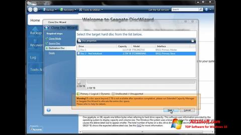 Capture d'écran Seagate DiscWizard pour Windows 10