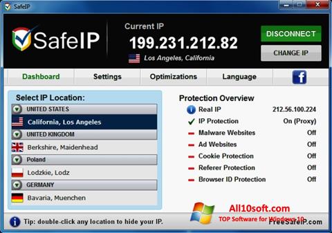 Capture d'écran SafeIP pour Windows 10