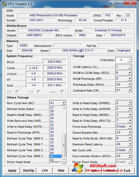 Capture d'écran CPU-Tweaker pour Windows 10