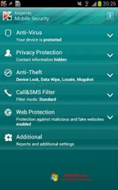 Capture d'écran Kaspersky Mobile Security pour Windows 10