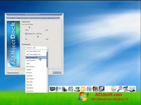 Capture d'écran ObjectDock pour Windows 10
