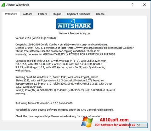 Capture d'écran Wireshark pour Windows 10