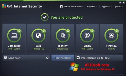Capture d'écran AVG Internet Security pour Windows 10