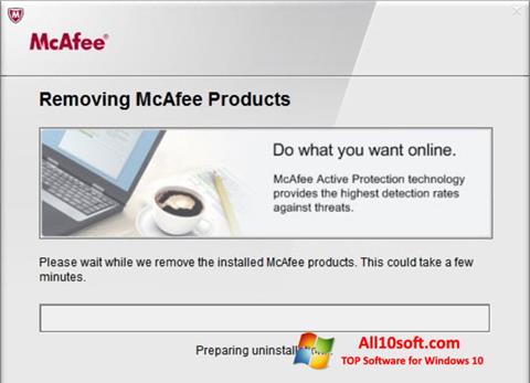 Capture d'écran McAfee Consumer Product Removal Tool pour Windows 10