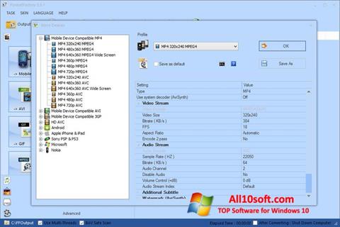 Capture d'écran Format Factory pour Windows 10